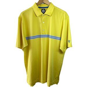Footjoy Yellow and Blue Stripe Polo Shirt Men's Size Large